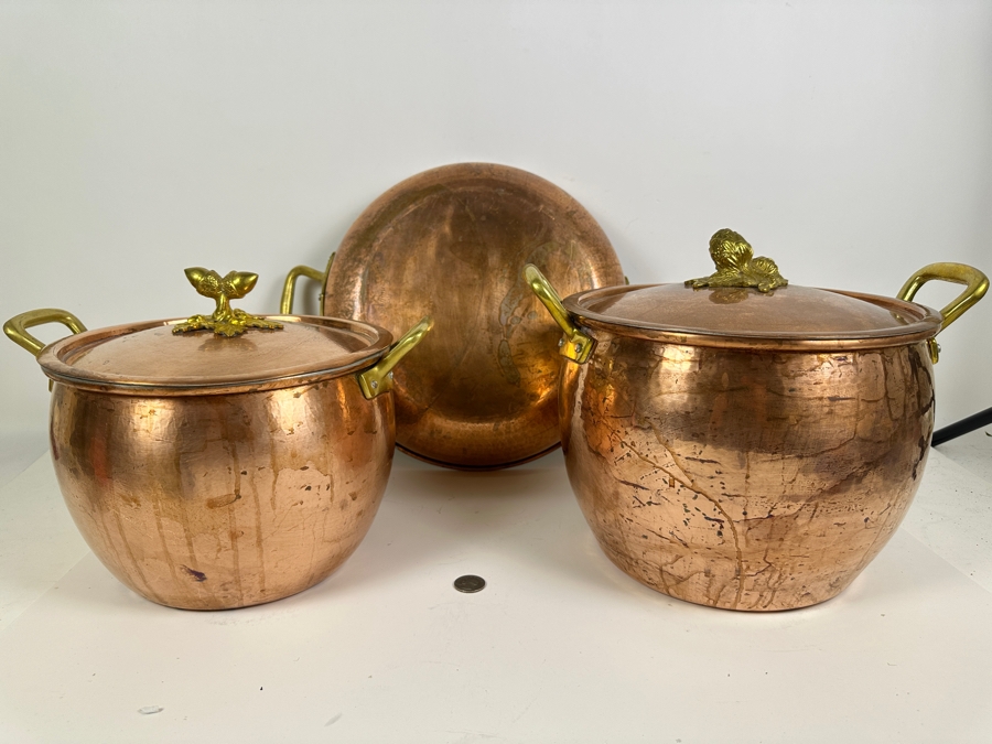 Just Added - Ruffoni Italian Copper Cookware - Pair Of Stockpots With Lids And Serving Frying Pan 13.5W Retails $1,500 [Photo 3]