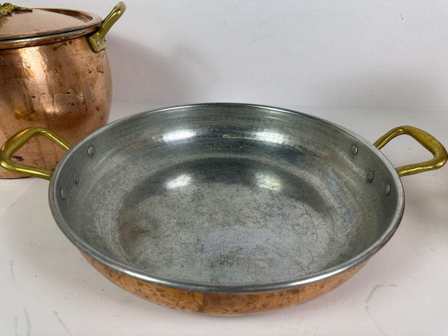 Just Added - Ruffoni Italian Copper Cookware - Pair Of Stockpots With Lids And Serving Frying Pan 13.5W Retails $1,500 [Photo 13]