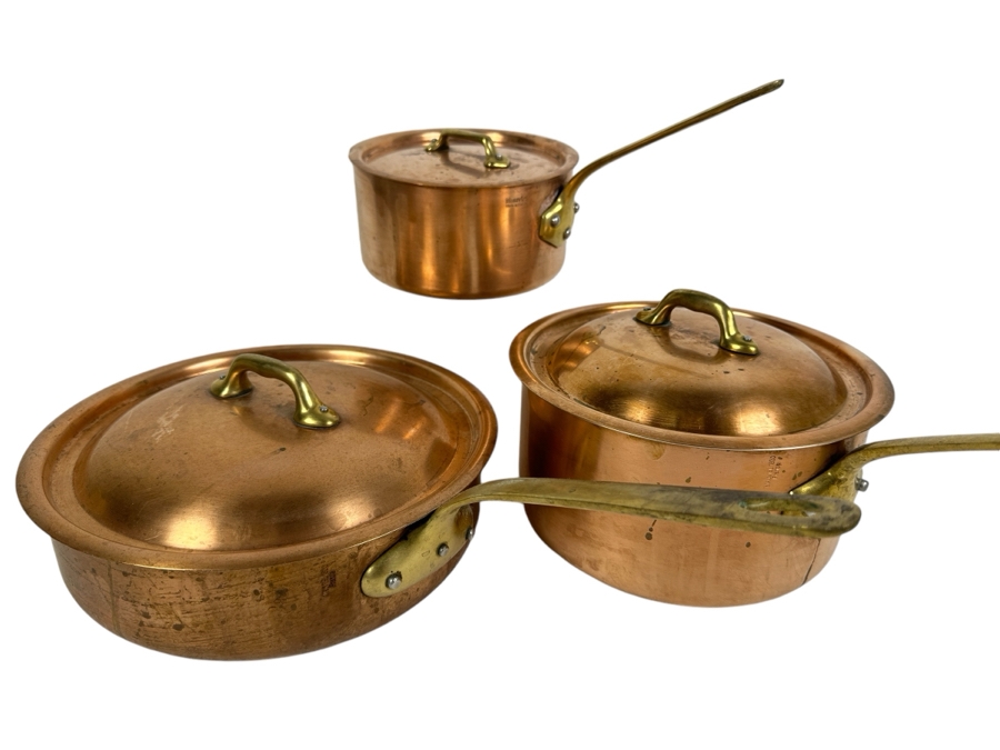 Just Added - Mauviel France Copper Cookware - 3 Pans With Lids - Retails Over $1,000