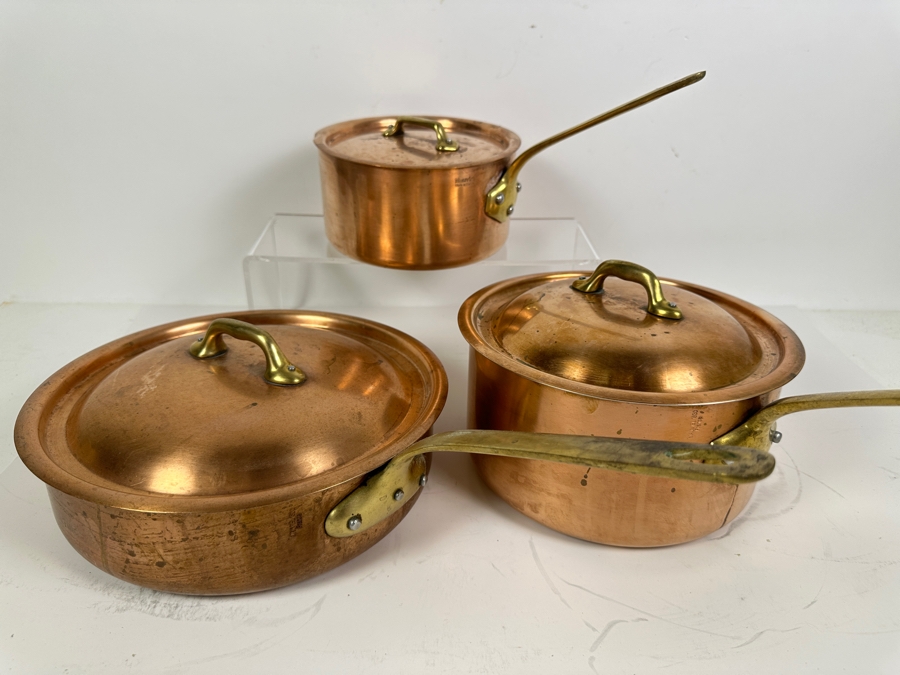Just Added - Mauviel France Copper Cookware - 3 Pans With Lids - Retails Over $1,000 [Photo 2]