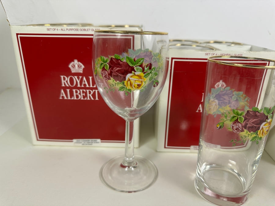 Just Added - Royal Albert Glassware: Goblet Stemware Glasses X 5, Highball Glasses X 4, Double Old Fashioned Glasses X 4 [Photo 3]