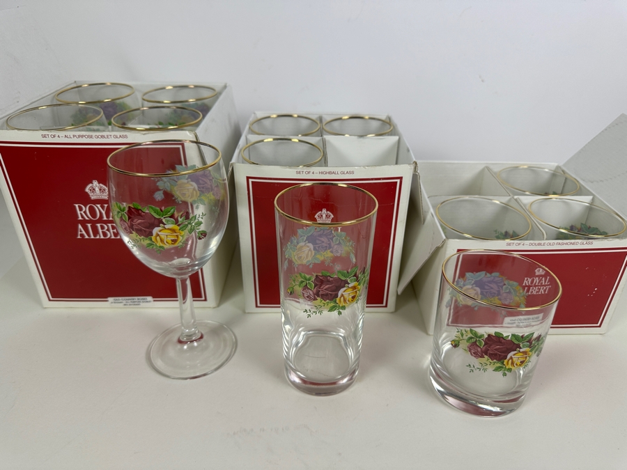 Just Added - Royal Albert Glassware: Goblet Stemware Glasses X 5, Highball Glasses X 4, Double Old Fashioned Glasses X 4 [Photo 2]