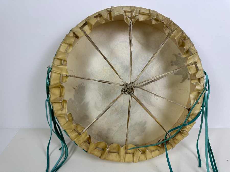 Just Added - Artist Signed Bald Eagle Rawhide Drum 15W X 3.5H [Photo 5]