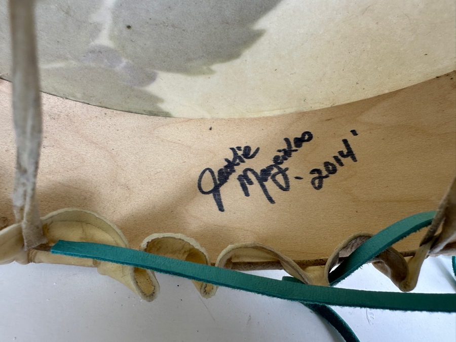 Just Added - Artist Signed Bald Eagle Rawhide Drum 15W X 3.5H [Photo 6]