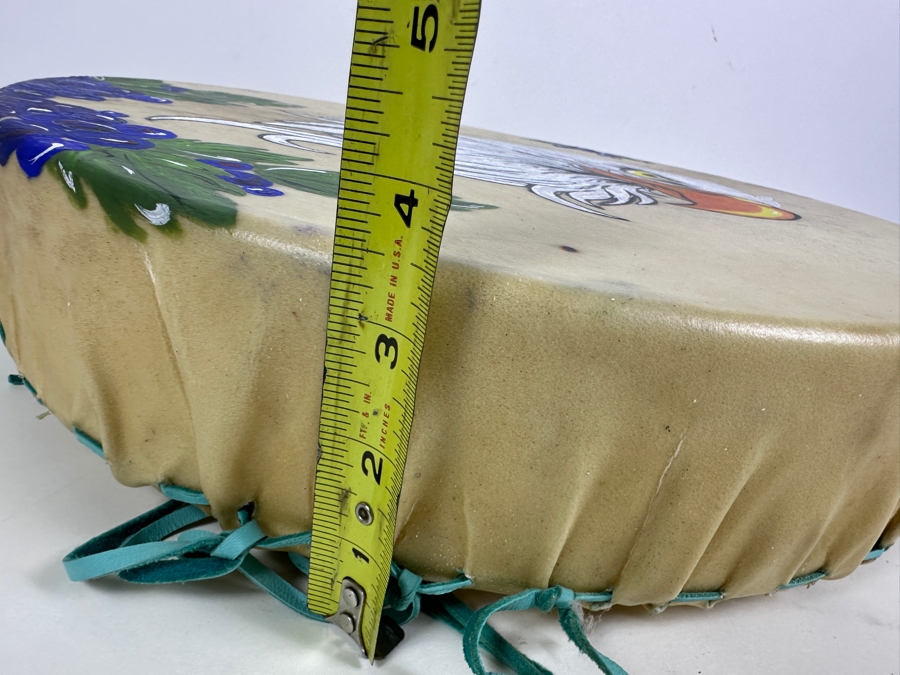 Just Added - Artist Signed Bald Eagle Rawhide Drum 15W X 3.5H [Photo 8]