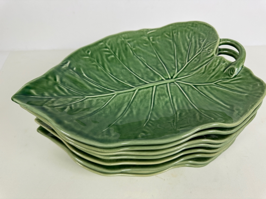 Just Added - (8) Bordallo Pinheiro Platters Sunflower Leaves Portugal 12 X 9 Retails $640 [Photo 3]