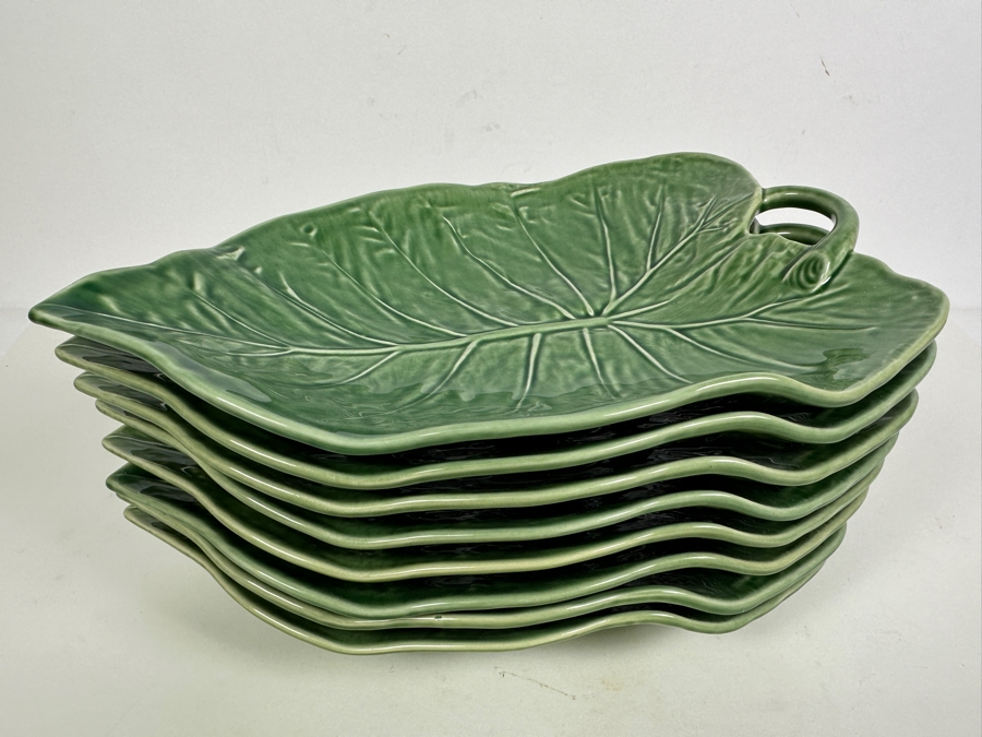 Just Added - (8) Bordallo Pinheiro Platters Sunflower Leaves Portugal 12 X 9 Retails $640 [Photo 2]