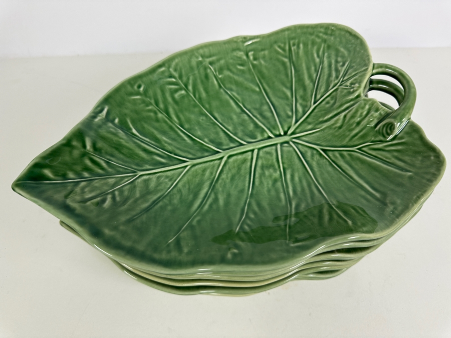 Just Added - (8) Bordallo Pinheiro Platters Sunflower Leaves Portugal 12 X 9 Retails $640 [Photo 4]