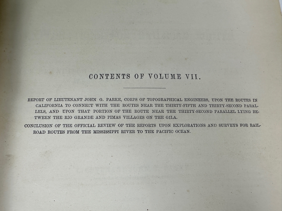 Just Added - Antique 1857 First Edition Book Reports Of Explorations And Surveys For A Railroad From The Mississippi River To The Pacific Ocean By The Secretary Of War From 1853-1856 Complete With Landscape & Botanical Plates And Maps Vol 7 [Photo 9]