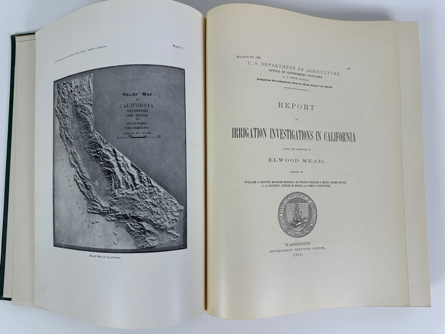 Just Added - Antique 1901 Hardcover Book Report Of Irrigation Investigations In California Office Of Experiment Stations Bulletin 100 U.S. Department Of Agriculture Estimate $150 [Photo 2]