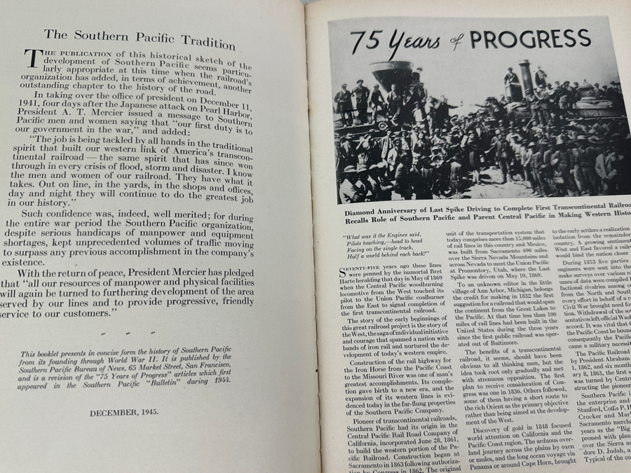 Just Added - Seventy-Five Years Of Progress: Historical Sketch Of The Southern Pacific Railroad By Erle Heath 1945 [Photo 6]