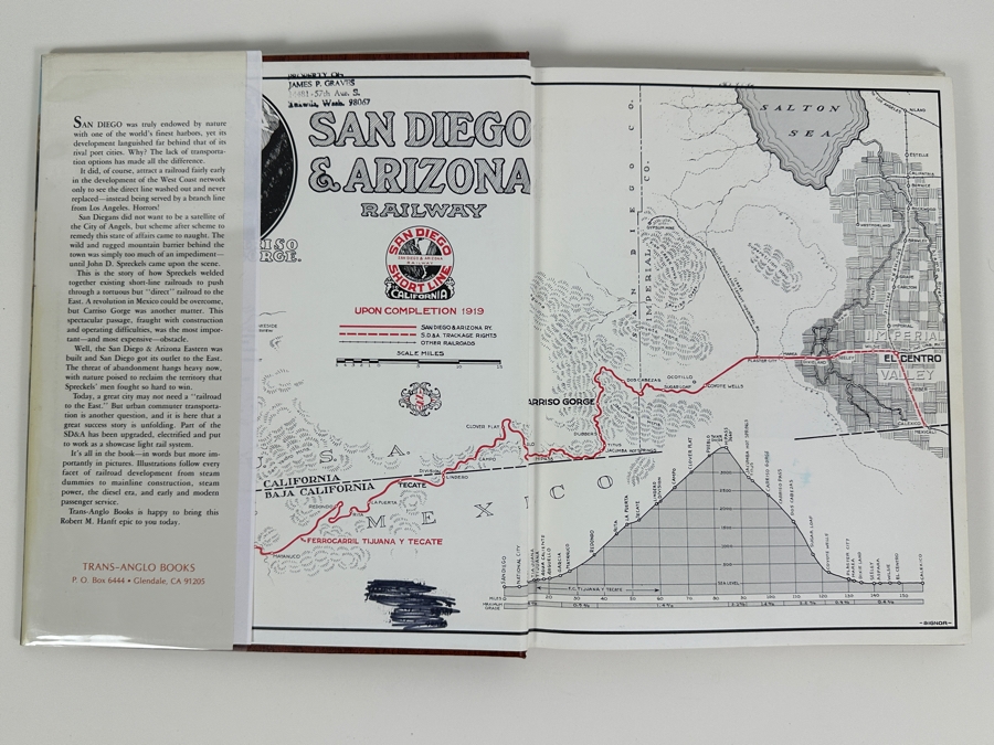 Just Added - First Printing Hardcover Book San Diego & Arizona The Impossible Railroad By Robert M. Hanft 1984 Estimate $125 [Photo 2]