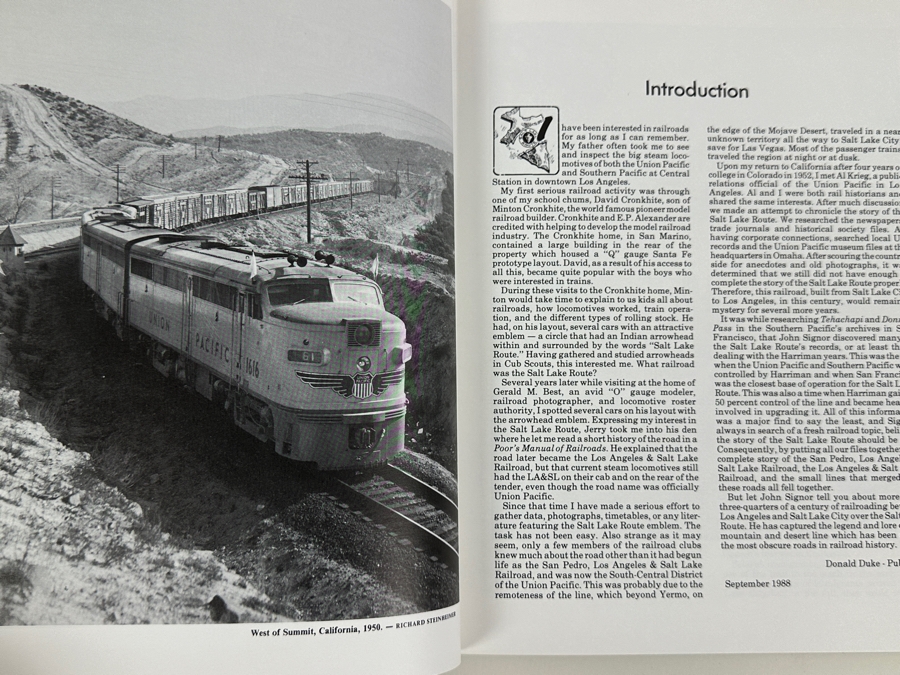 Just Added - Just Added - Signed First Edition Hardcover Book The Los Angeles And Salt Lake Railroad Company Union Pacific's Historic Salt Lake Route By John R. Signor 1988 Estimate $150 [Photo 8]