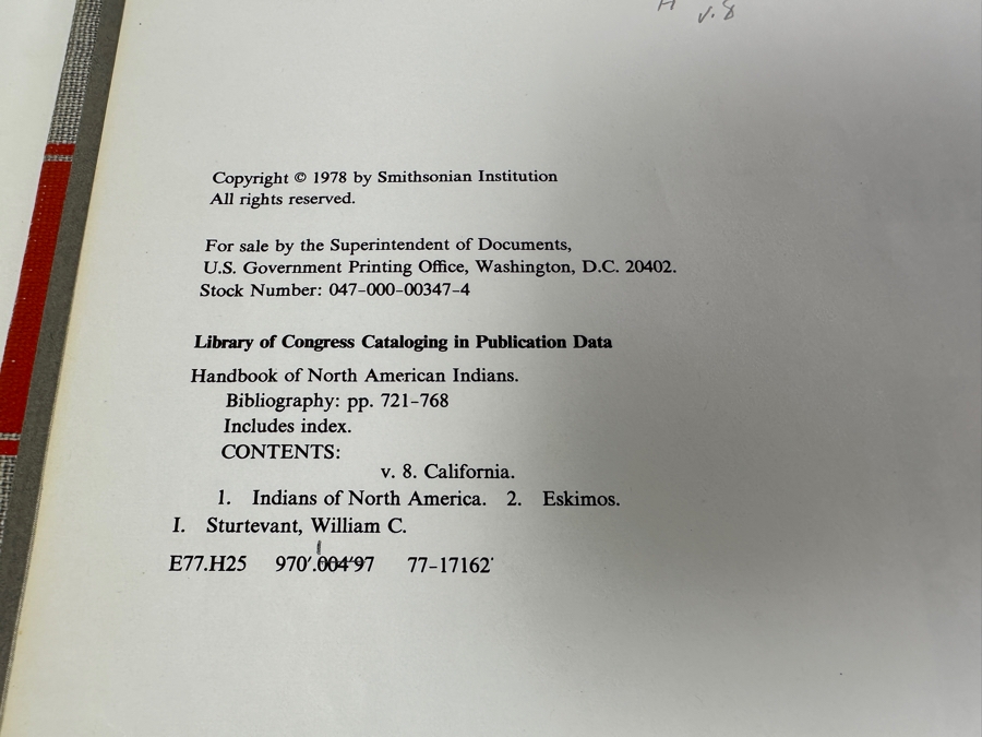 Just Added - Hardcover Smithsonian Institution Books 1978 Handbook Of North American Indians: Vol 8 California, Vol 9 & 10 Southwest, Vol 11 Great Basin, Vol 12 Plateau & Vol 15 Northeast [Photo 6]