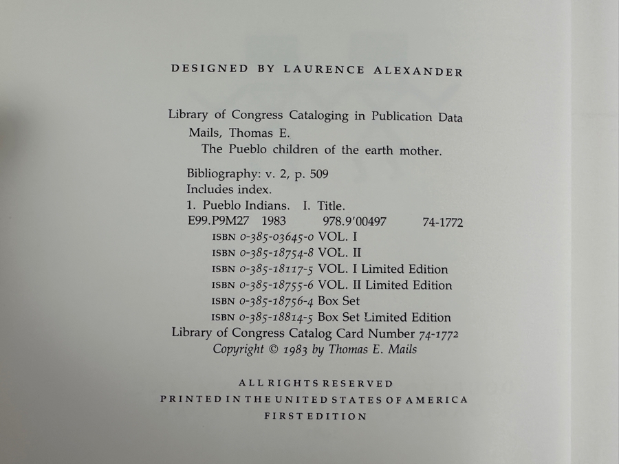 Just Added - Hardcover First Edition Books The Pueblo Children Of The Earth Mother Volumes I & II By Thomas E. Mails 1983 Estimate $200 [Photo 15]