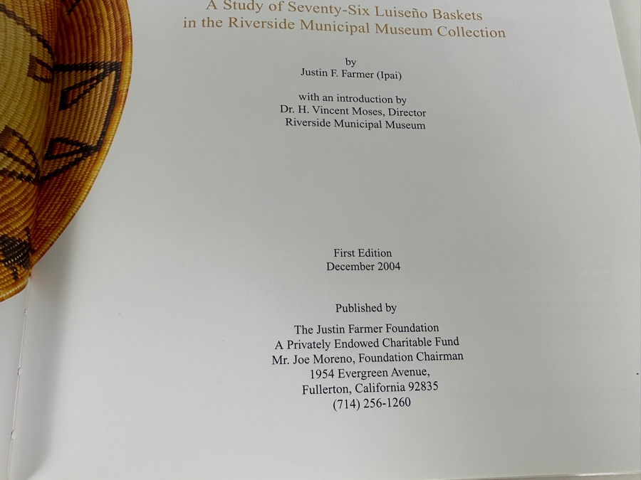 Just Added - Hardcover First Edition Book Southern California Luiseno Indian Baskets By Justin F. Farmer [Photo 3]