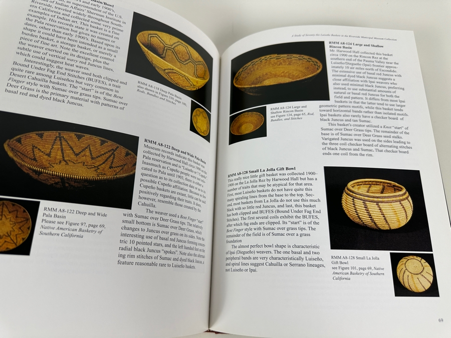 Just Added - Hardcover First Edition Book Southern California Luiseno Indian Baskets By Justin F. Farmer [Photo 5]
