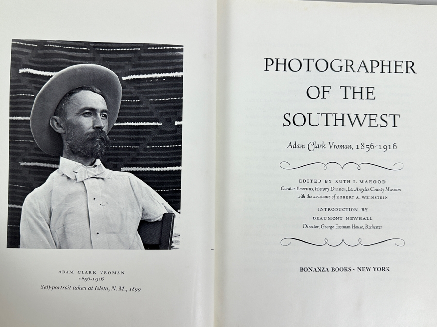 Just Added - First Edition Hardcover Book Photographer Of The Southwest Adam Clark Vroman, 1856-1916 1961 [Photo 2]