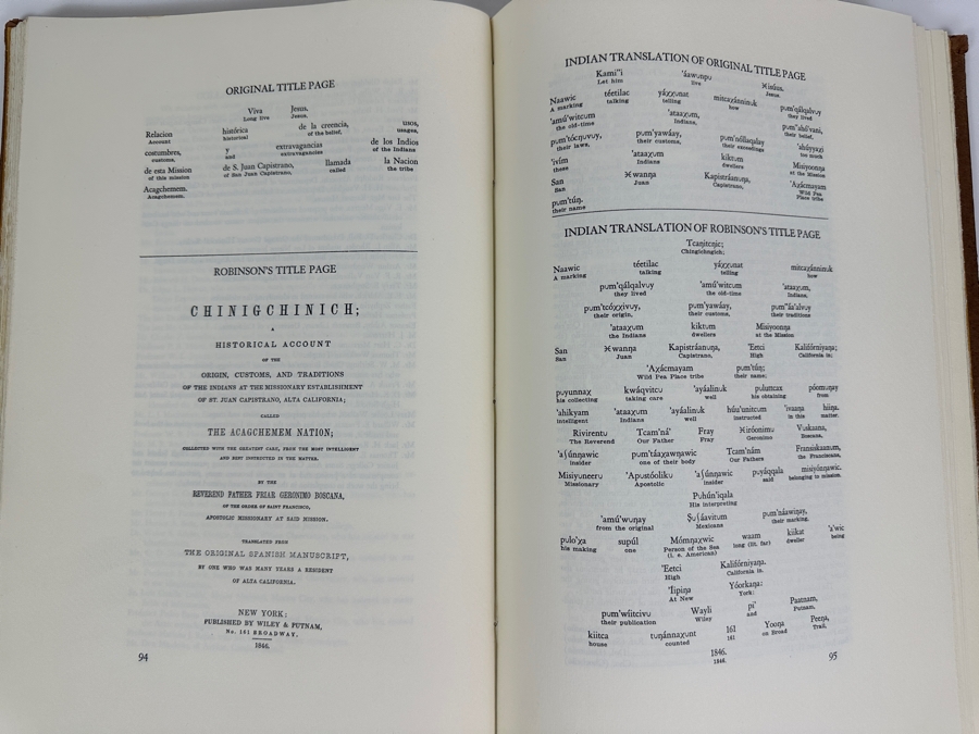 Just Added - Limited Edition Hardcover Book 1933 Chinigchinich Historical Account Of The Indians Of St. Juan Capistrano Mission Called The Acagchemem Nation By The Reverend Father Geronimo Boscana Fine Arts Press Estimate $500 [Photo 9]