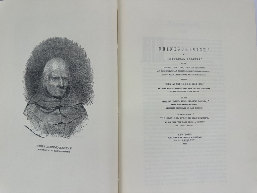 Just Added - Limited Edition Hardcover Book 1933 Chinigchinich Historical Account Of The Indians Of St. Juan Capistrano Mission Called The Acagchemem Nation By The Reverend Father Geronimo Boscana Fine Arts Press Estimate $500 [Photo 4]