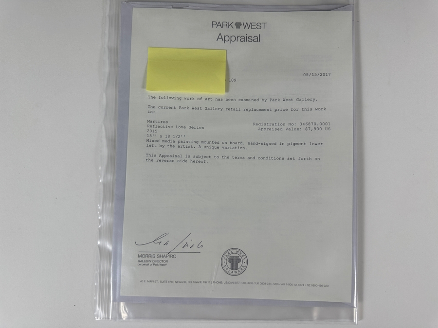 Just Added - Martiros Manoukian Mixed Media Painting Mounted On Board Hand-Signed In Pigment Lower Left By Artist Reflective Love Series 2015 18.5' X 15' Appraised $7,800 [Photo 7]