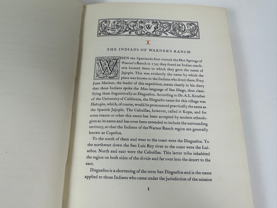Just Added - First Limited (1,000 Copies) Edition Hardcover Book The History Of Warner's Ranch And Its Environs By Joseph J. Hill 1927 Privately Printed Los Angeles, California Estimate $200-$400 [Photo 6]