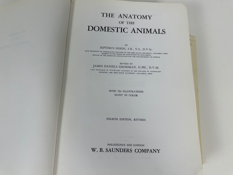 Just Added - Fourth Edition Hardcover Book Anatomy Of The Domestic Animals By Septimus Sisson & James Daniels Grossman 1953 [Photo 2]