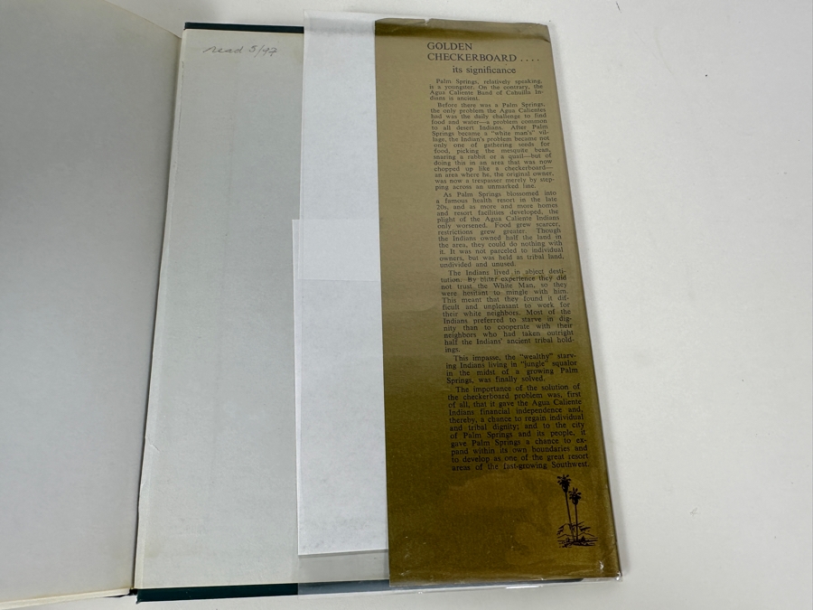 Just Added - Signed First Edition Hardcover Book Golden Checkerboard By Ed Ainsworth How The Cahuillas ('Richest Indians In The World') Won Their Heritage And Fortune At Palm Springs 1965 [Photo 9]
