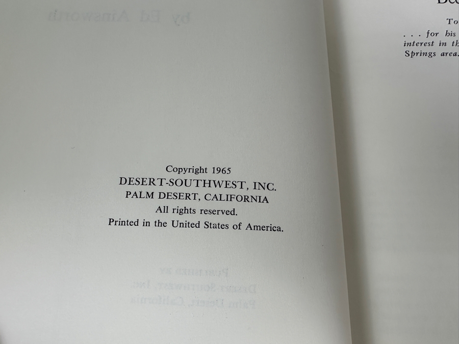 Just Added - Signed First Edition Hardcover Book Golden Checkerboard By Ed Ainsworth How The Cahuillas ('Richest Indians In The World') Won Their Heritage And Fortune At Palm Springs 1965 [Photo 8]