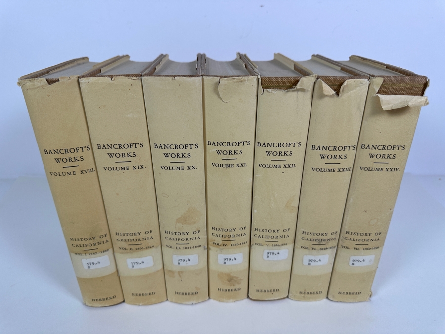Just Added - Collection Of Seven Hardcover Books: Hubert Howe Bancroft's Works: The History Of California From 1542-1890 Published At Santa Barbara By Wallace Hebberd 1963 Estimate $300-$600 [Photo 3]