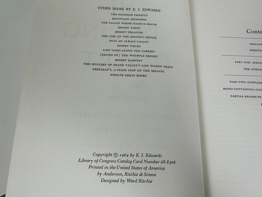 Just Added - Signed Hardcover Book With Slipcover The Enduring Desert By E. I. Edwards The Ward Ritchie Press 1969 First Edition Book Estimate $100 [Photo 5]