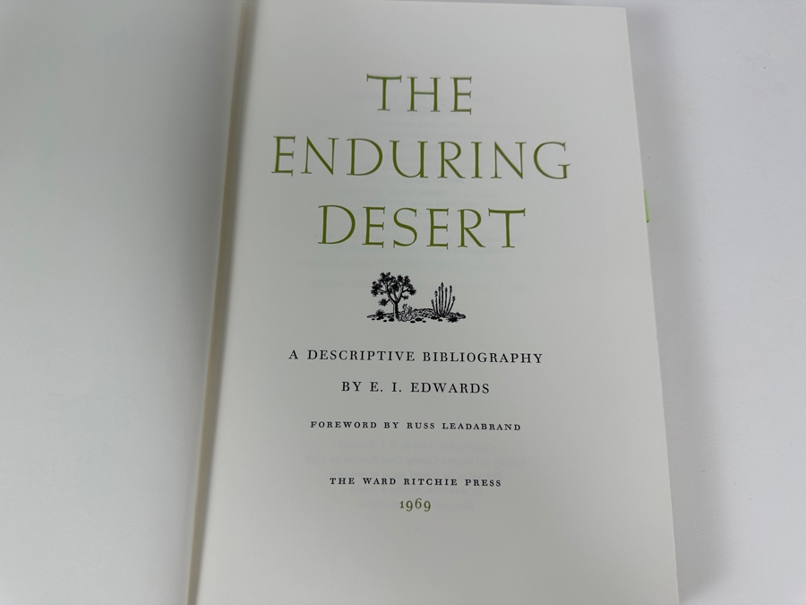 Just Added - Signed Hardcover Book With Slipcover The Enduring Desert By E. I. Edwards The Ward Ritchie Press 1969 First Edition Book Estimate $100 [Photo 4]