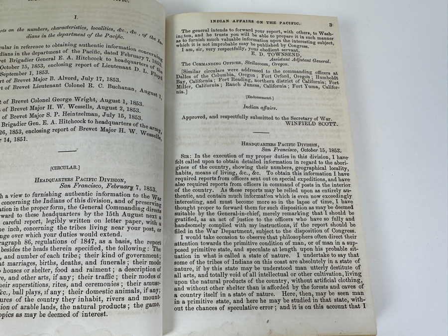Just Added - Indian Affairs On The Pacific Message From The President Of The United States 1857 Hardcover Bound Original Document [Photo 5]