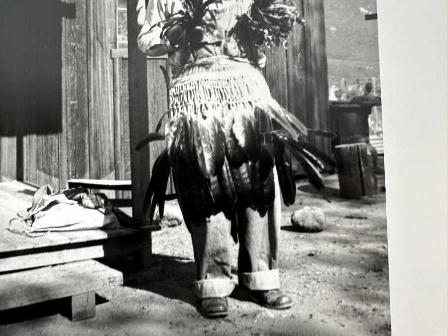 Just Added - Vintage Josephine P. Cook Southwest Museum Collection Photograph Of Juan Calac In Ceremonial Luiseno Ragalia Wearing Two Cheyat Head Tufts Of Feathers 5.5 X 9.5 [Photo 3]