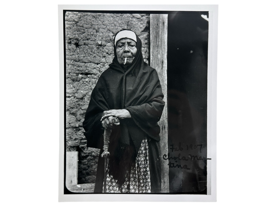 Just Added - Vintage 1907 Charles F. Lummis, San Juan Capistrano Southwest Museum Collection Photograph Of A Chola Martina (Juaneno) 8 X 10