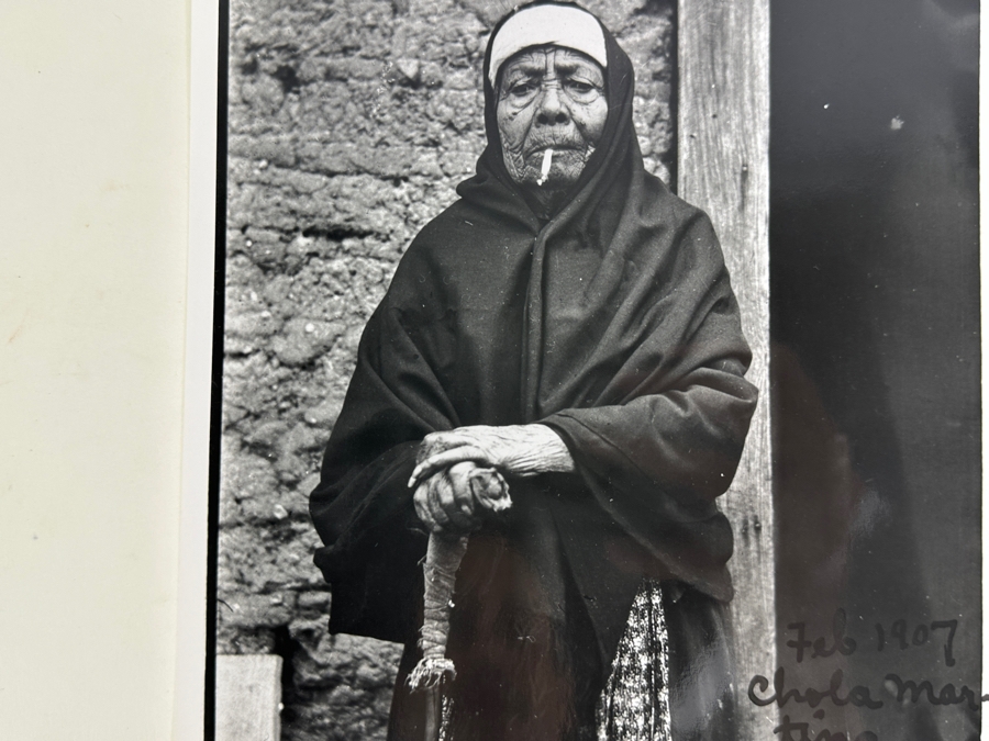 Just Added - Vintage 1907 Charles F. Lummis, San Juan Capistrano Southwest Museum Collection Photograph Of A Chola Martina (Juaneno) 8 X 10 [Photo 2]