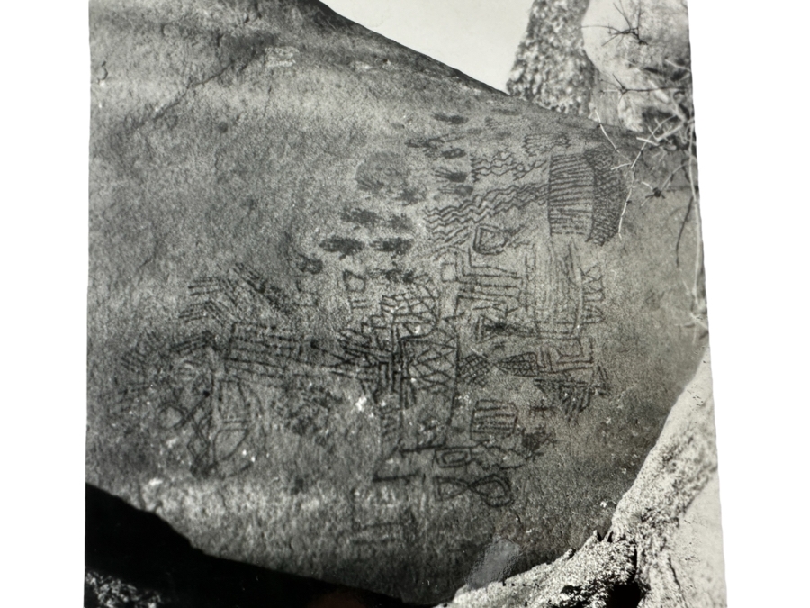 Just Added - Vintage Clifford P. Baldwin Southwest Museum Collection Photograph Of A Pictograph In Perris, CA 5.5 X 9.5
