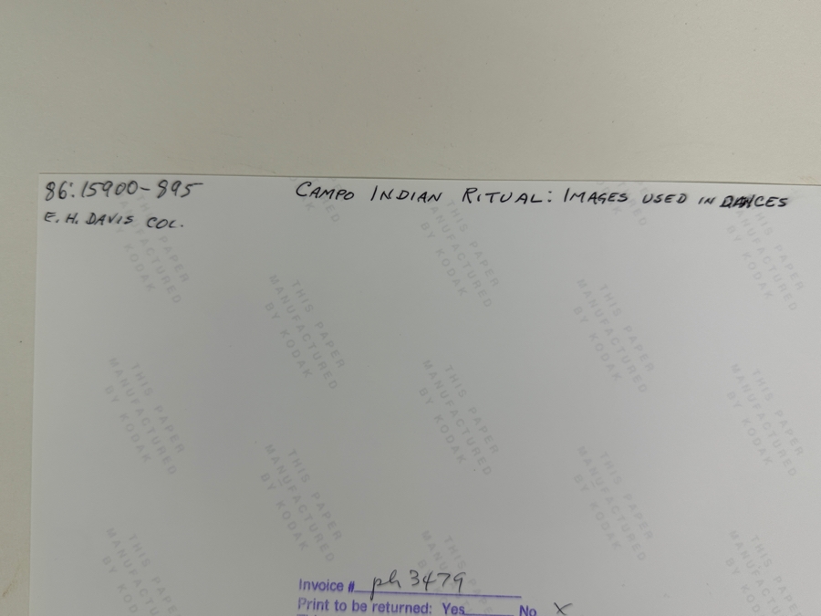 Just Added - Vintage May 1918 San Diego Historical Society Photograph Of Campo Indian Ritual Images Used In Dances 8 X 10 [Photo 8]