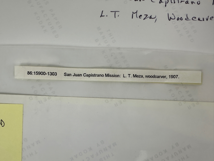 Just Added - Vintage 1907 San Diego Historical Society Photograph Of San Juan Capistrano Mission: L. T. Meza Santos Woodcarver 8 X 10 [Photo 9]