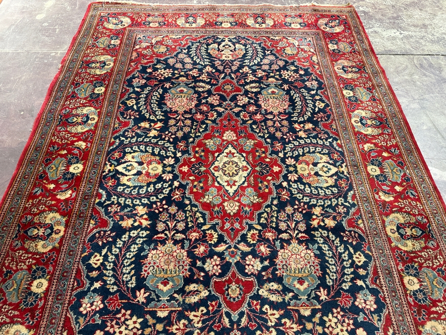 Signed Hand Knotted Wool Persian Area Rug Made In Iran 55' X 83' [Photo 6]