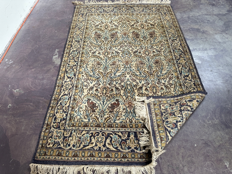 Hand Knotted Wool Persian Area Rug With Birds 47 X 76 [Photo 7]