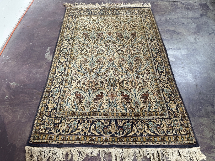 Hand Knotted Wool Persian Area Rug With Birds 47 X 76 [Photo 3]
