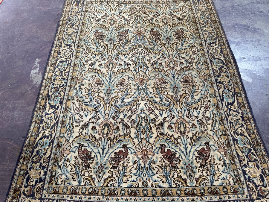 Hand Knotted Wool Persian Area Rug With Birds 47 X 76 [Photo 4]