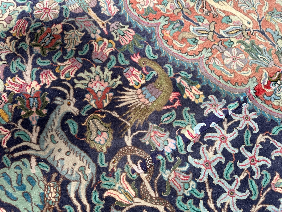 Finely Hand Knotted Wool Persian Area Rug With Animals 79 X 125 [Photo 11]