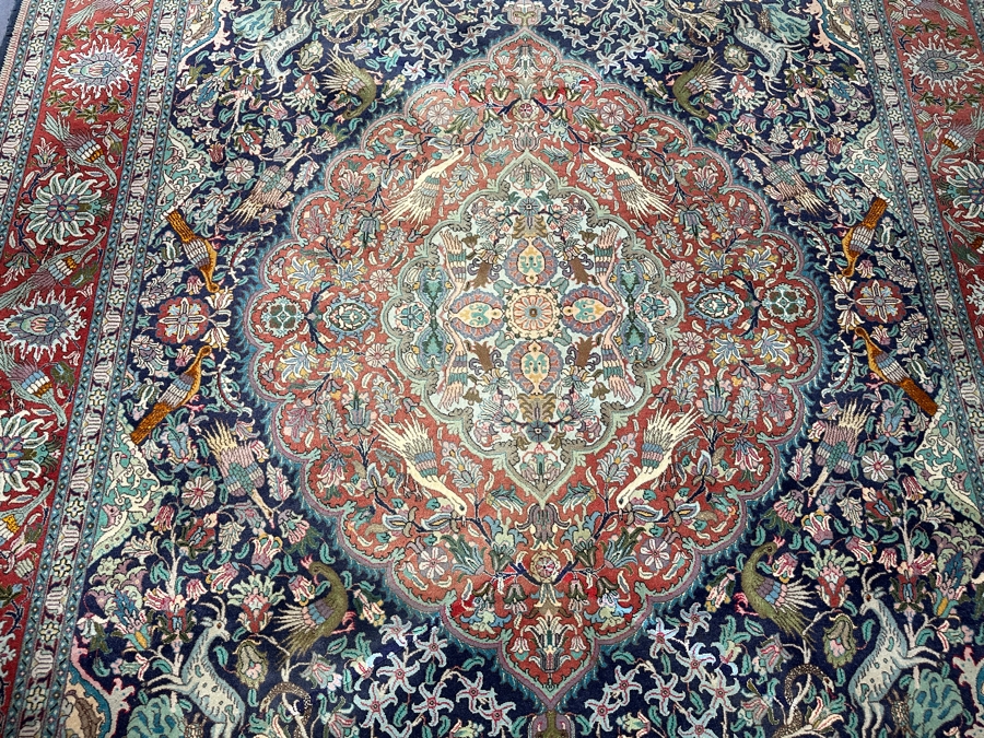 Finely Hand Knotted Wool Persian Area Rug With Animals 79 X 125 [Photo 14]