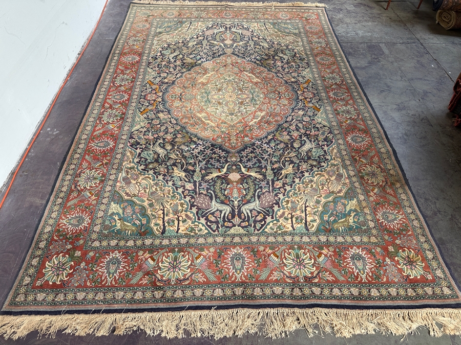 Finely Hand Knotted Wool Persian Area Rug With Animals 79 X 125 [Photo 3]