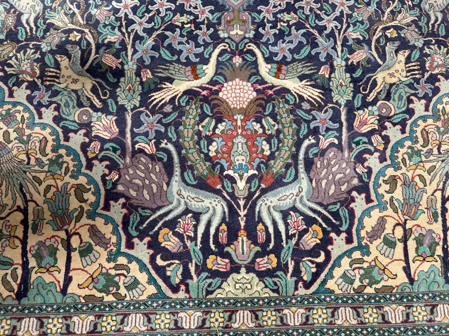 Finely Hand Knotted Wool Persian Area Rug With Animals 79 X 125 [Photo 6]