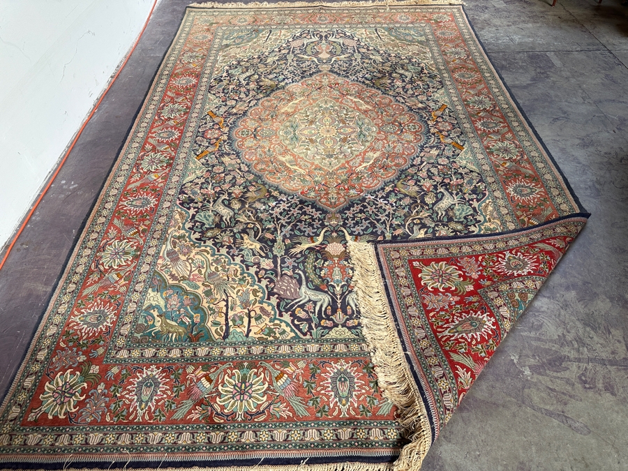 Finely Hand Knotted Wool Persian Area Rug With Animals 79 X 125 [Photo 16]