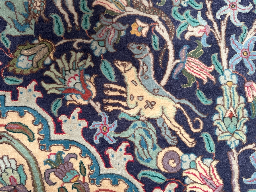 Finely Hand Knotted Wool Persian Area Rug With Animals 79 X 125 [Photo 8]