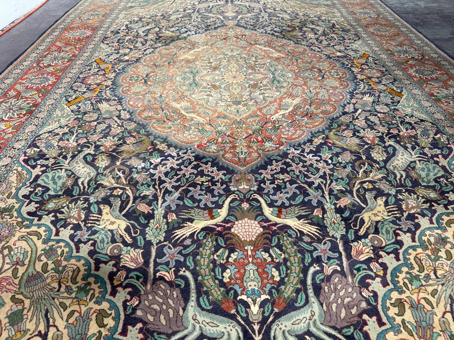 Finely Hand Knotted Wool Persian Area Rug With Animals 79 X 125 [Photo 7]